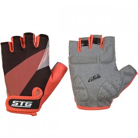 Перчатки STG Х87912 летние с защитной прокладкой, застежка на липучке, размер М, черн/красный